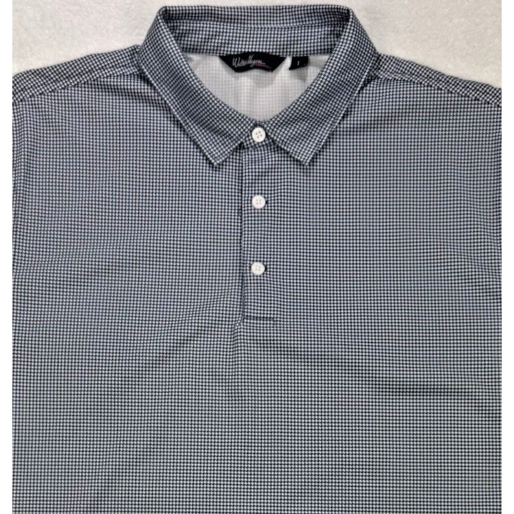 Walter Hagen Essential Shirt Men L Blk White Herringbone AOG S/S Polo Golf